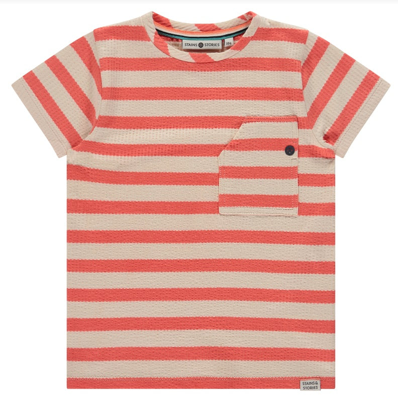 Stains &amp; Stories Grapefruit Stripe T-Shirt
