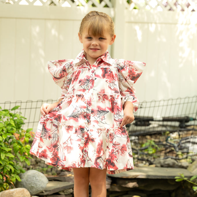 Mode Avant Paris Hot Pink Print Dress T004 / 3y Mode Avant Paris Hot Pink Print Dress T004 / 3y