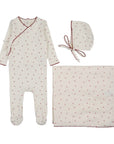 Lilette  Cherry Scallop Footie Set With Bib