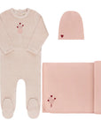 Ely's And Co Ivory Pink Stripe Collection Footie Set