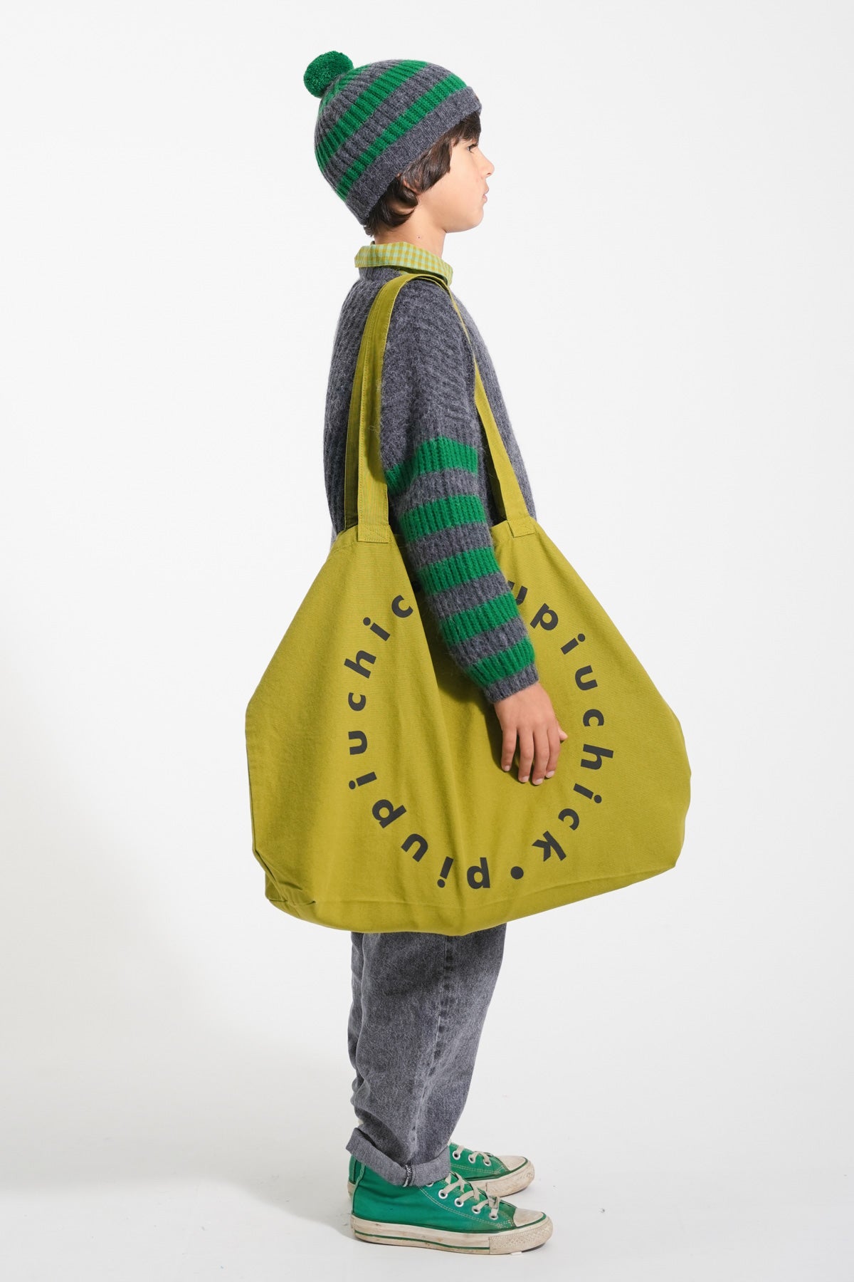 Piupiuchick Grey/Green Stripes Knit Sweater