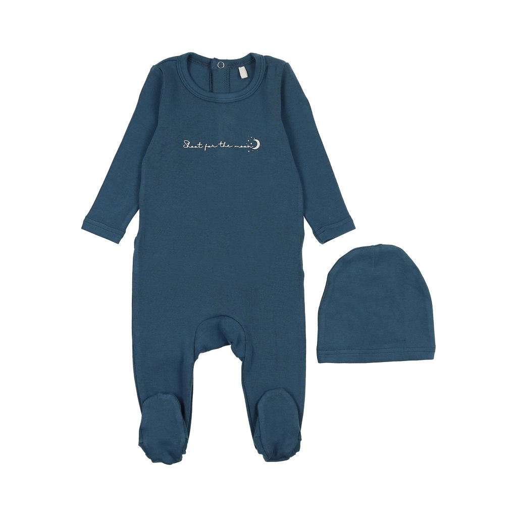Pouf Royal Blue Shoot For The Moon Footie + Hat