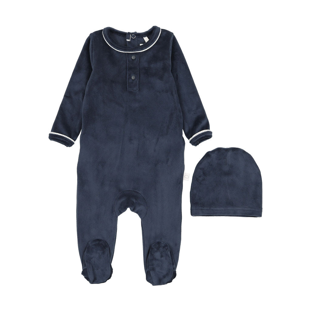 Pouf Navy Velour Grandpa Footie