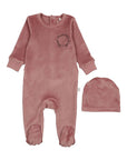 Pouf Brown Pink Velour Footie