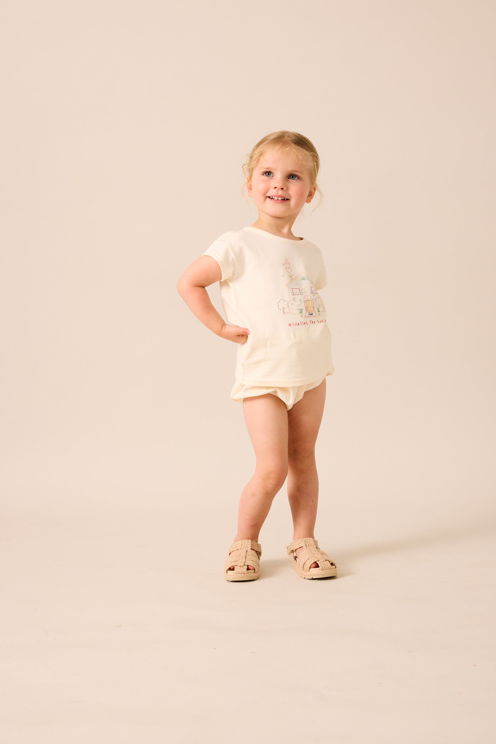 Lil Legs Cream House Marled Girl Set