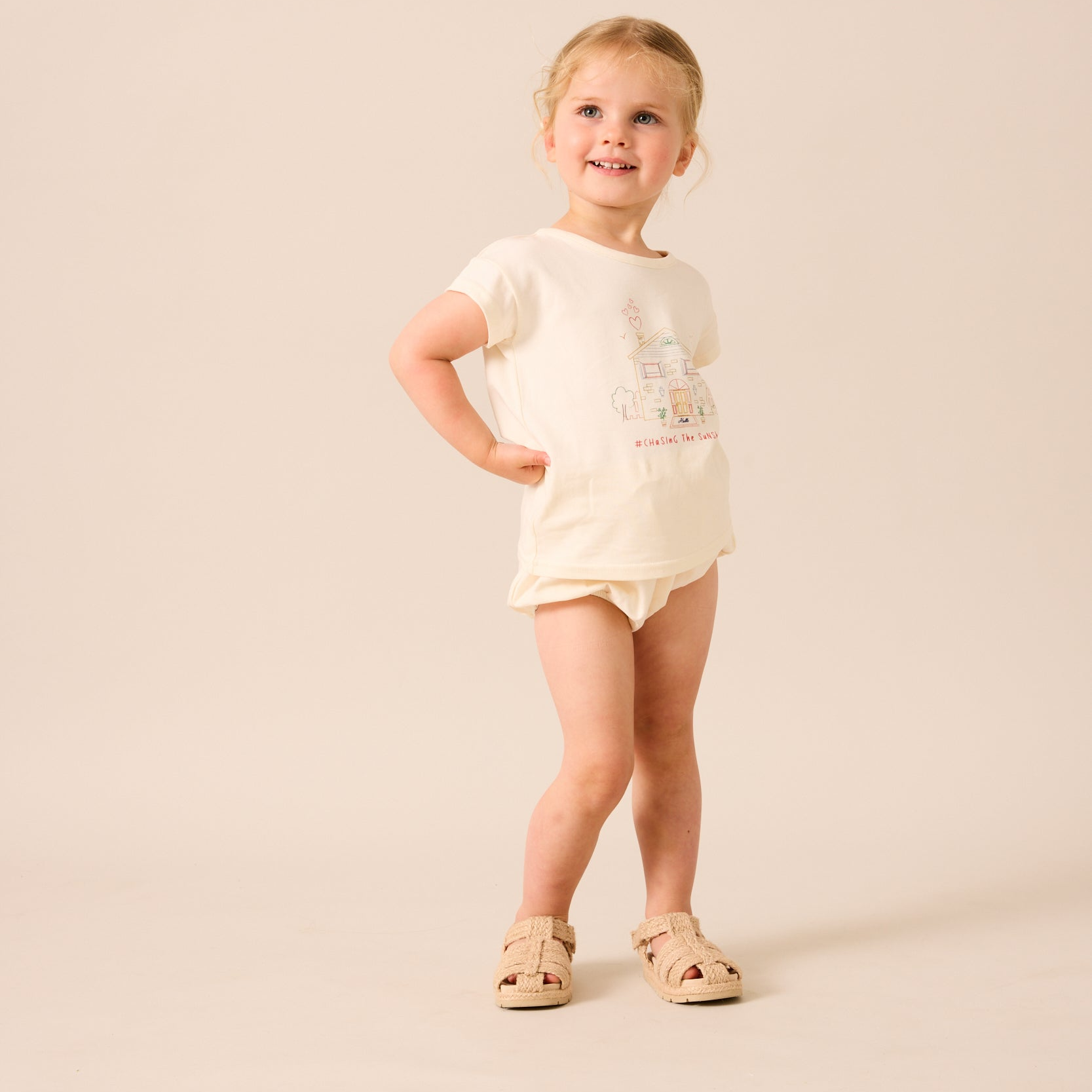 Lil Legs Cream House Marled Girl Set