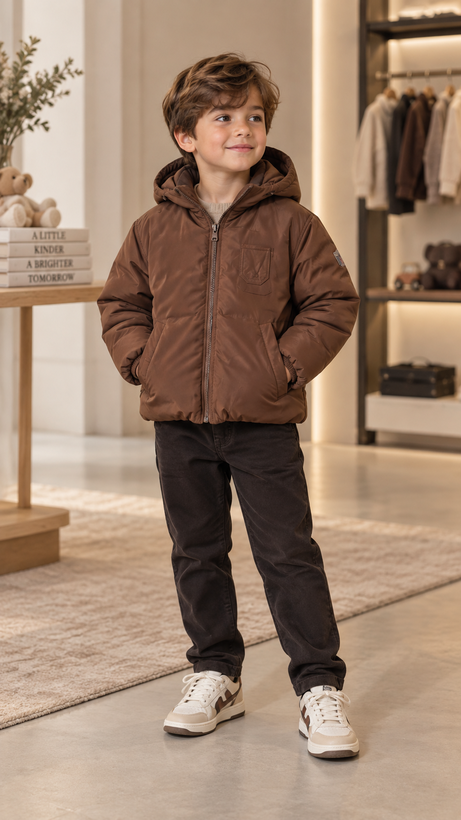 No21 Brown Puffer Hooded Jacket