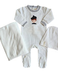 Ely's and Co Ivory Navy French Terry Scottish Footie Set