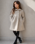 La Nina Girls Cream Wool Logo Coat