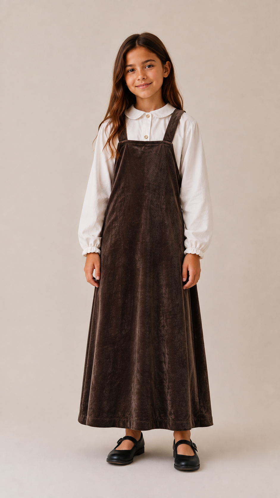 My Maxi Deep Taupe Velour Pinafore Maxi