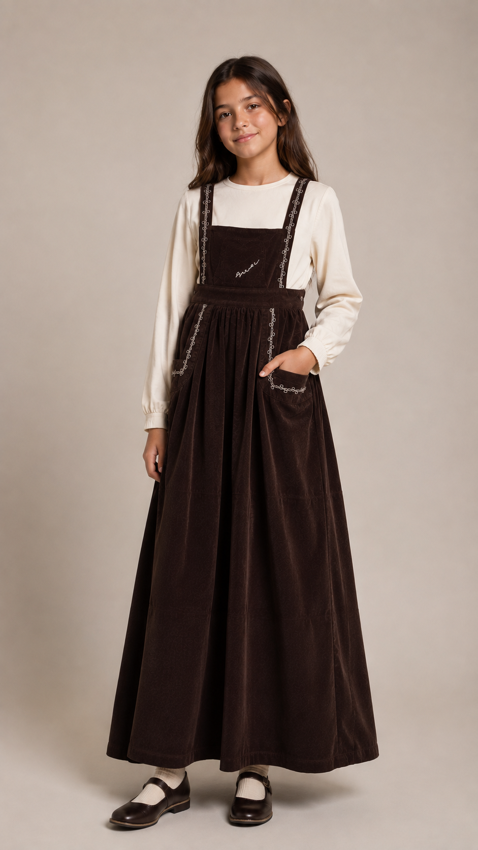 Bonjour Brown Corduroy Maxi Set