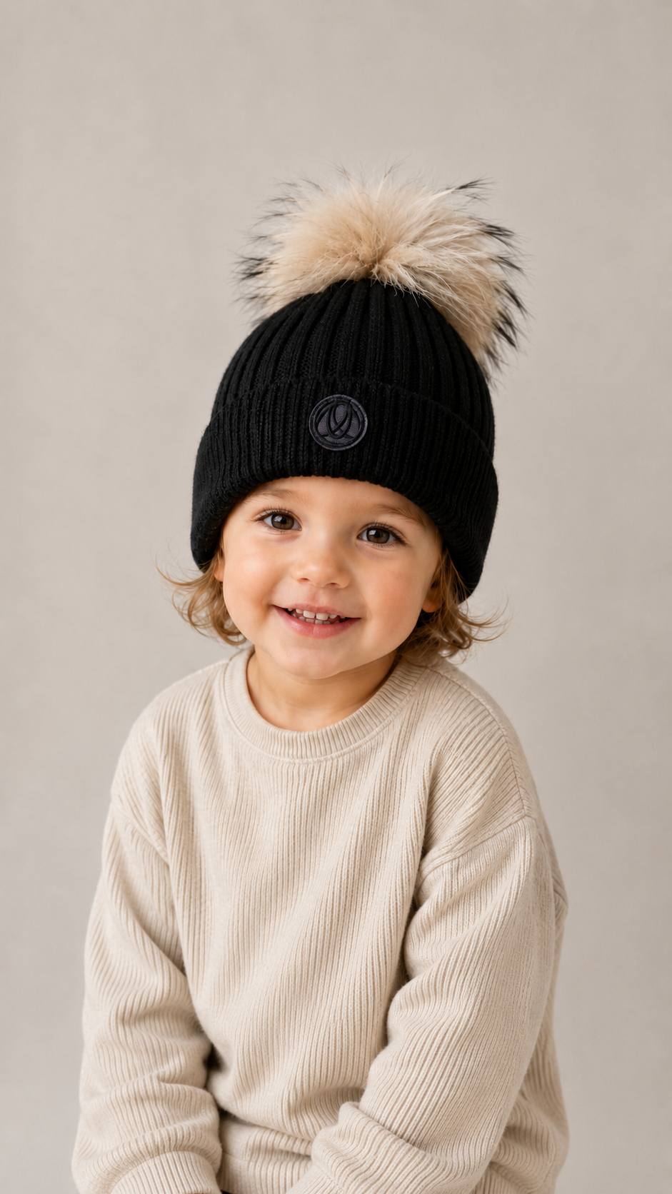 Ellabee Black Fox Pompom Hat