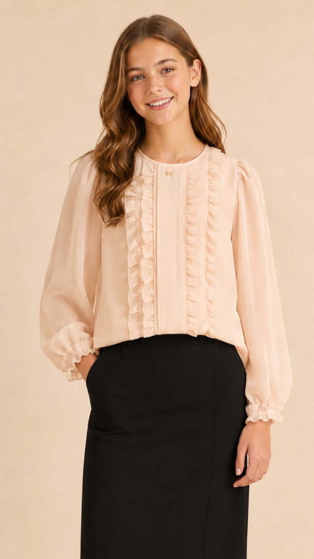 Elisabetta Franchi Georgette Tunic With Ruffle