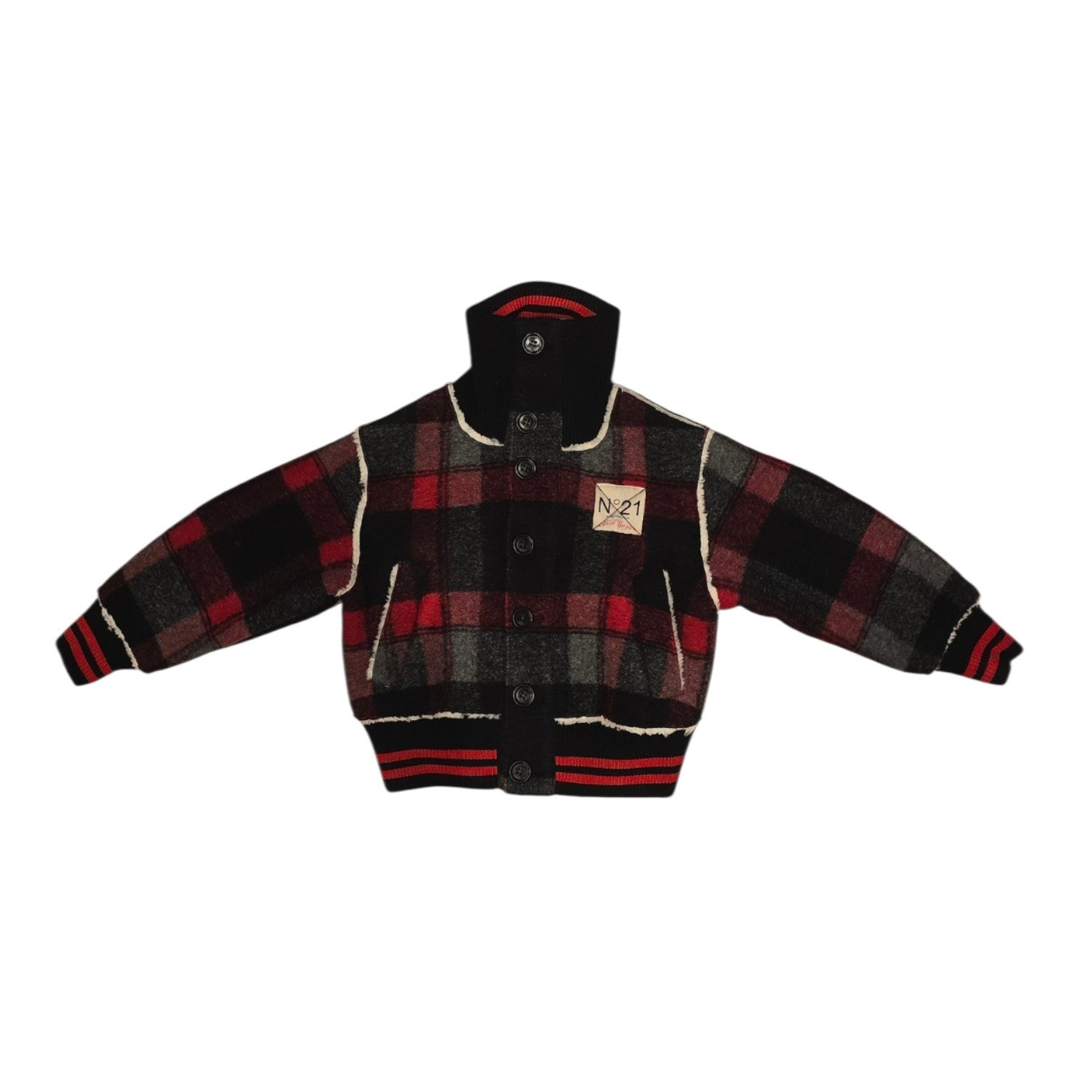 No21 Black Plaid Bomber Jacket