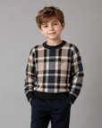 Sweet Threads Brown Plaid Crew Sweater
