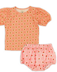 Wander And Wonder Pink Strawberry Check Bloomer Set