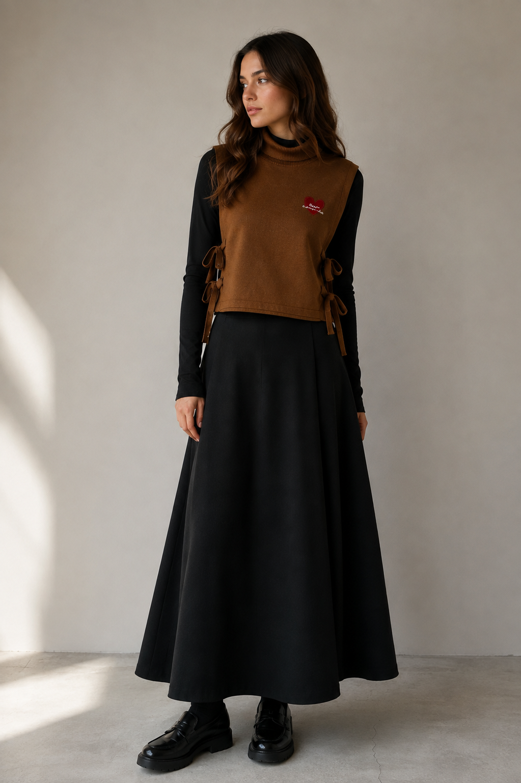 Hev And Bloom Turtleneck Vest With Intarsia Heart