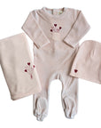 Ely's And Co Ivory Pink Stripe Collection Footie Set