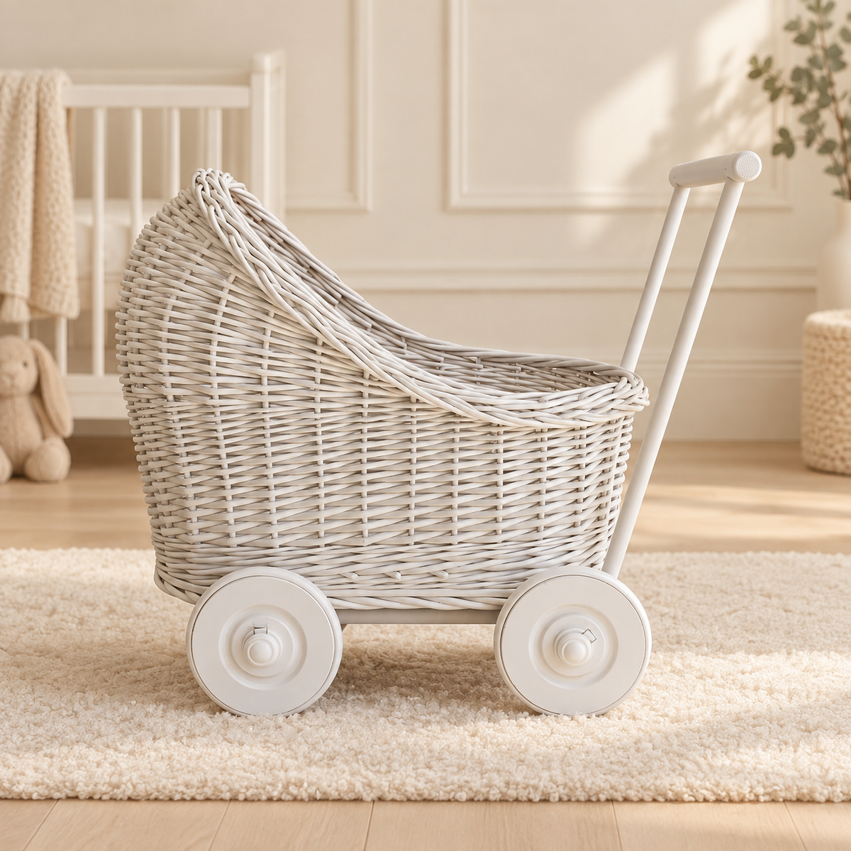 Wicker 4 Wheel Carriage