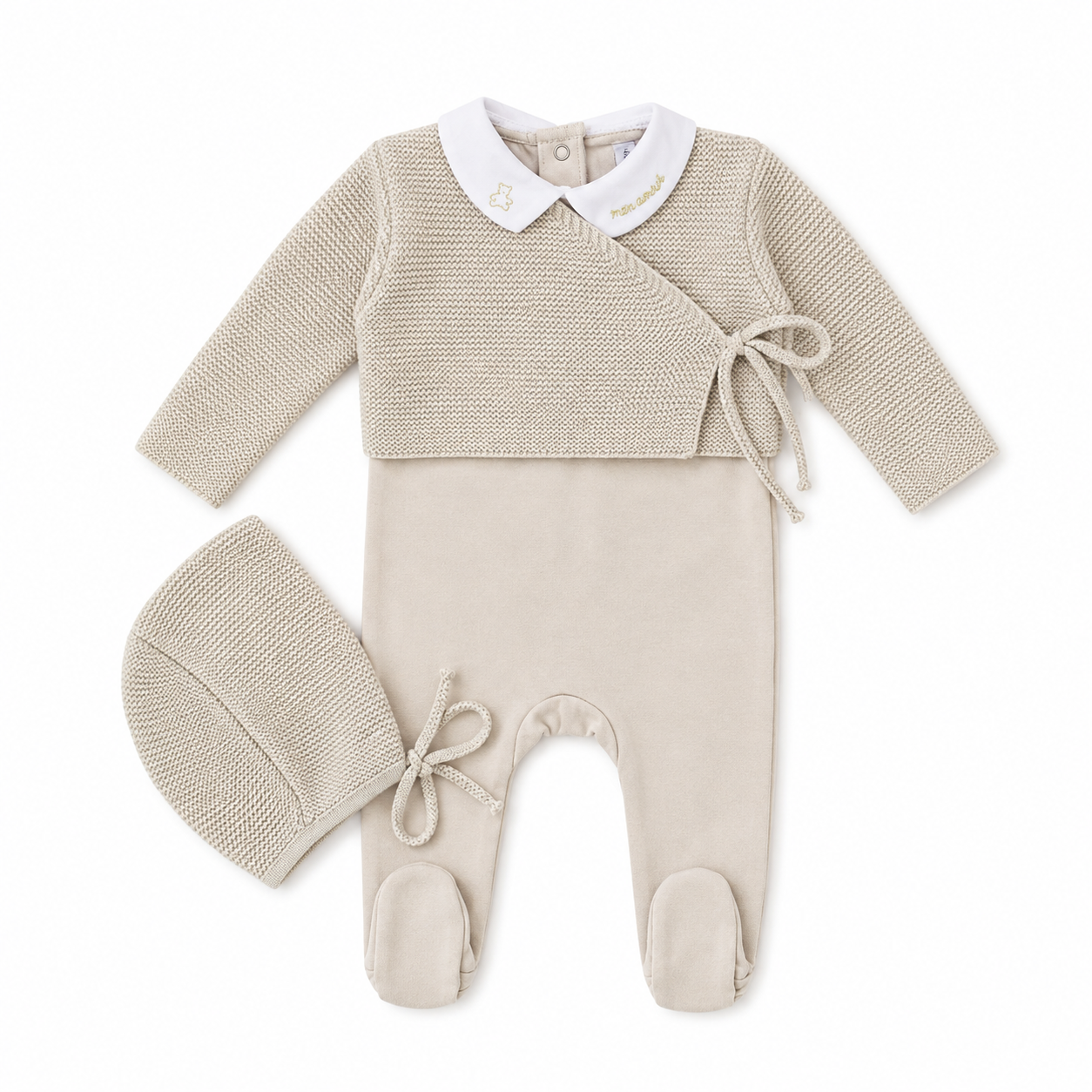 Minilabel Taupe Wrap CardiganSet