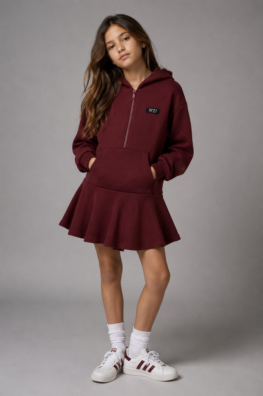 No21 Maroon Half Zip Sweat Dress