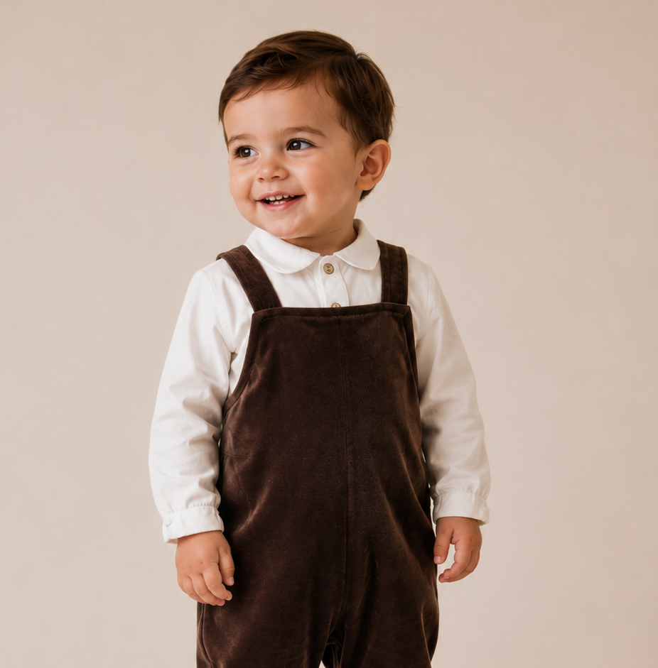 My Maxi Velour Pinafore Overall Set