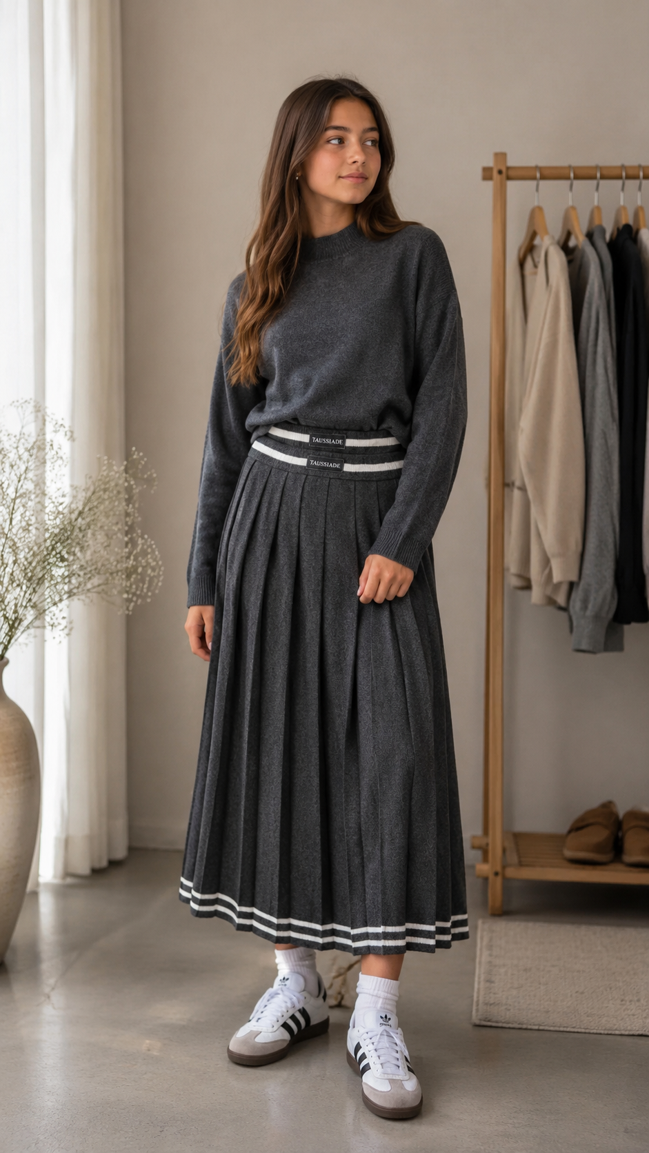 Trussardi Grey Logo Waist Skirt