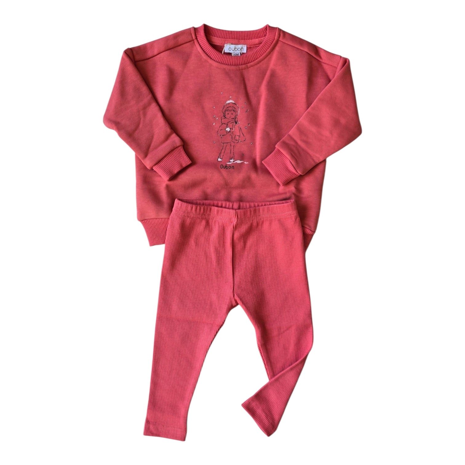 Oubon Coral Snow Sweat Set