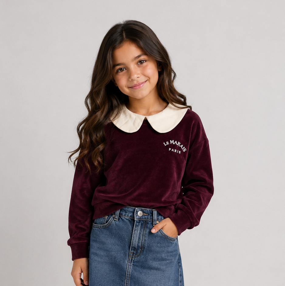 Buho Pomegranate Velvet Sweatshirt