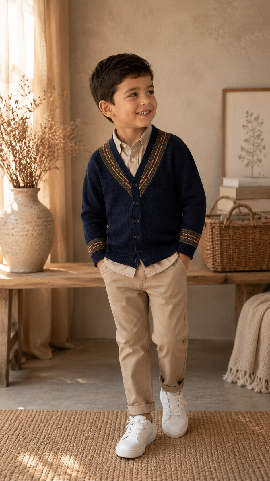 Sweet Threads Blue Nordic Knit Cardigan