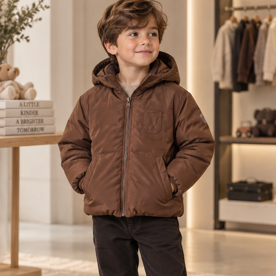 No21 Brown Puffer Hooded Jacket