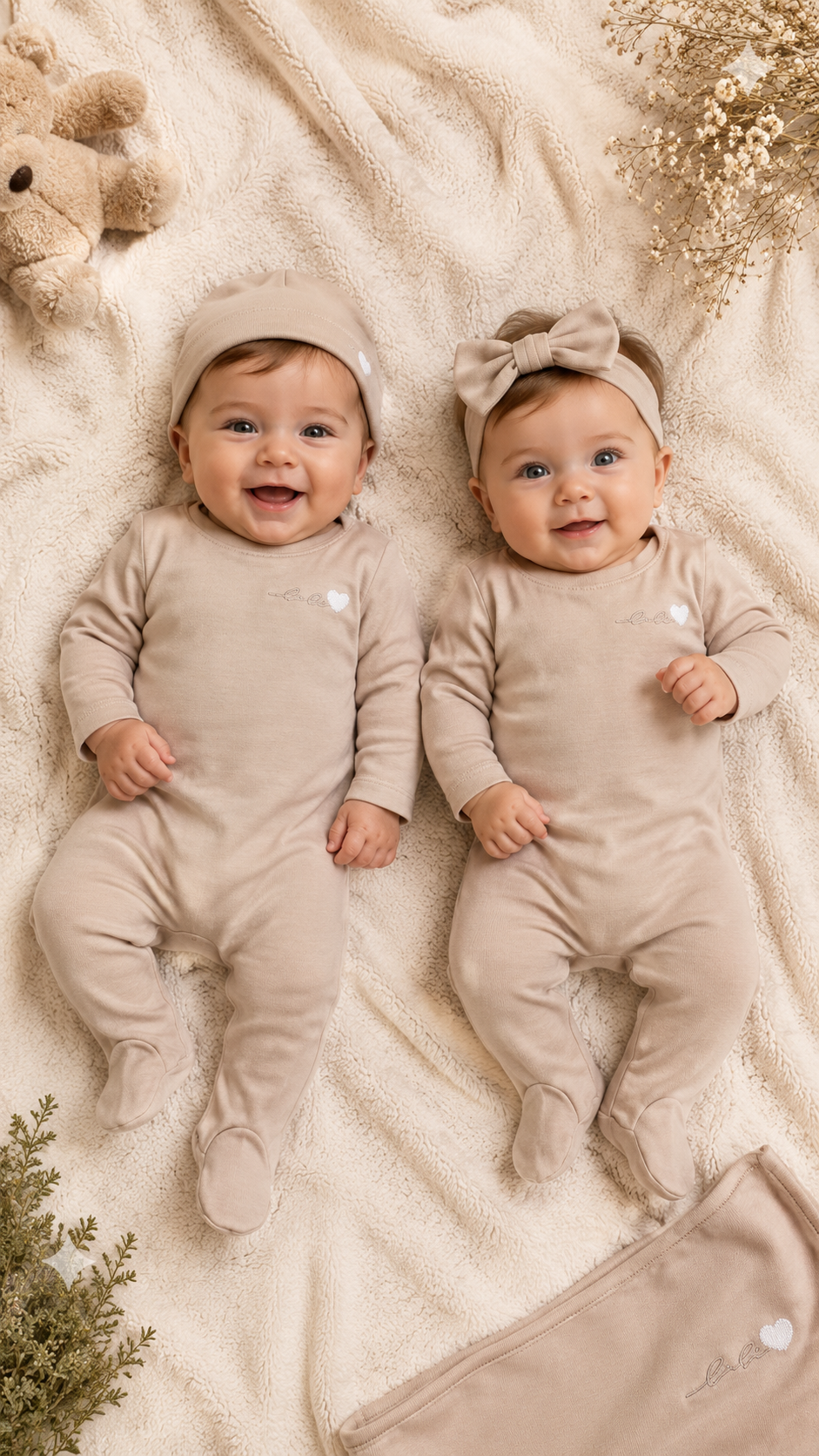Noggi Tan Bebe Heart Footie Set