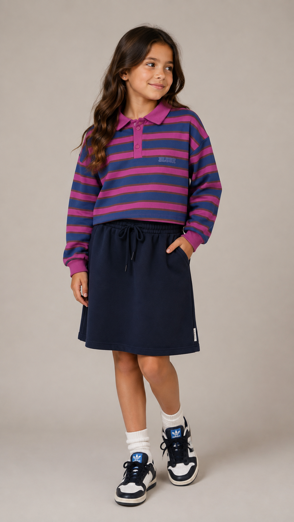 Petit Blush Stripe Polo Sweater