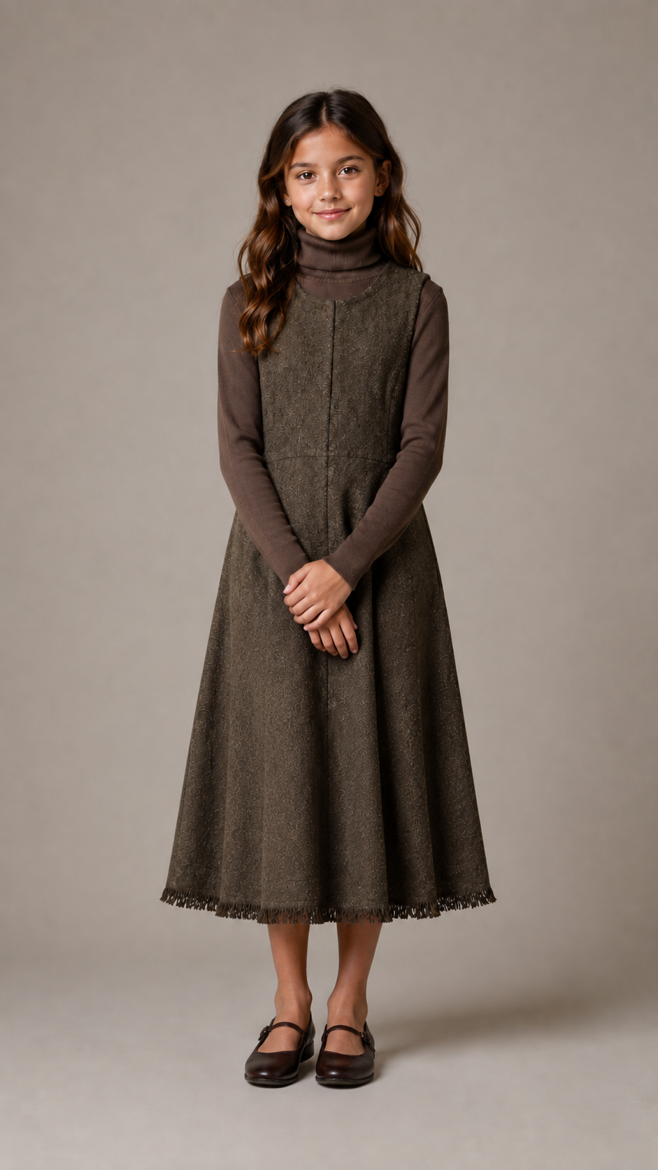 Sweet Threads Frayed Hem Tweed Pinafore Jumper