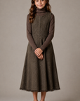 Sweet Threads Frayed Hem Tweed Pinafore Jumper