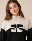 Elisabetta Franchi Two Tone Sweater With Double Logo