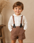 Little Tempest Beige Boys Suspender Short Set