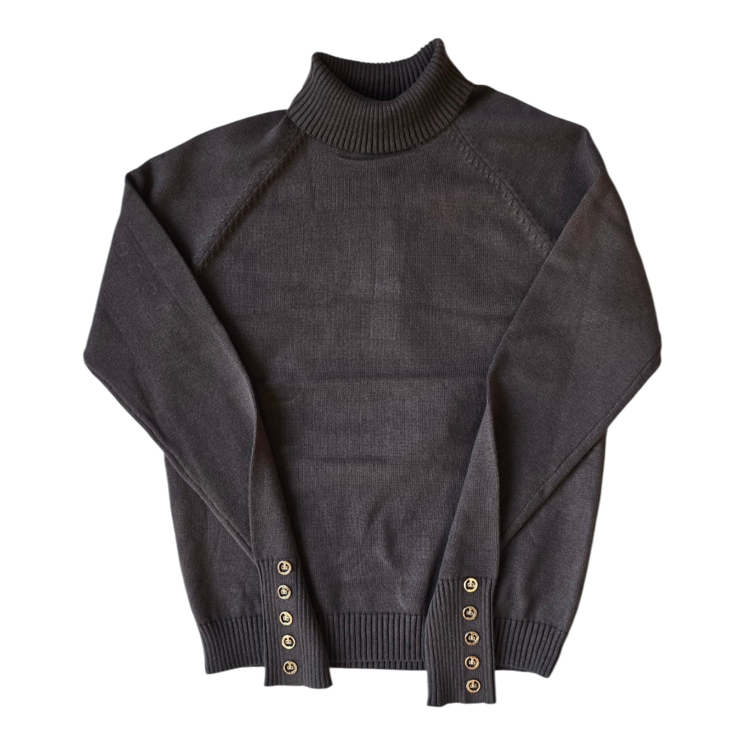 Hev And Bloom Brown Turtleneck With Sleeve Buttons