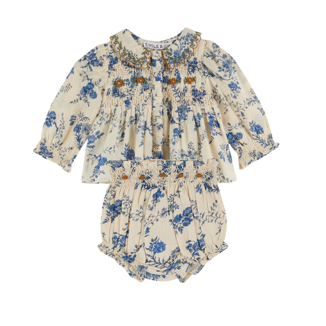 Emile Et Ida Orchid Blue Bloomer Set