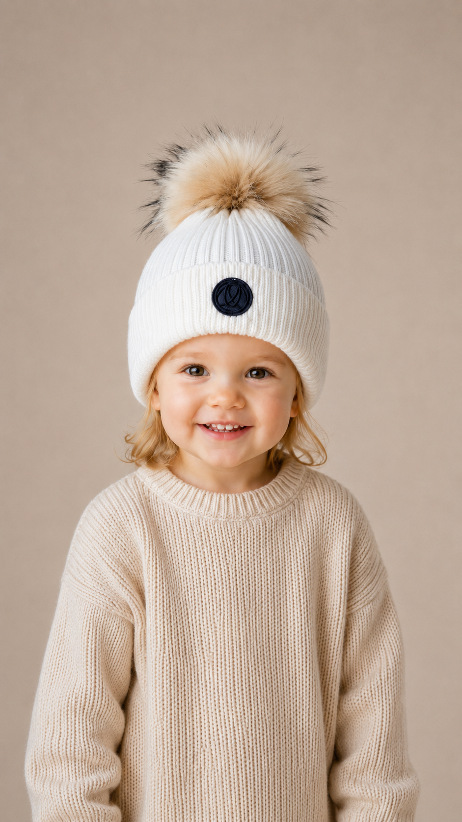 Ellabee White Fox Pompom Hat
