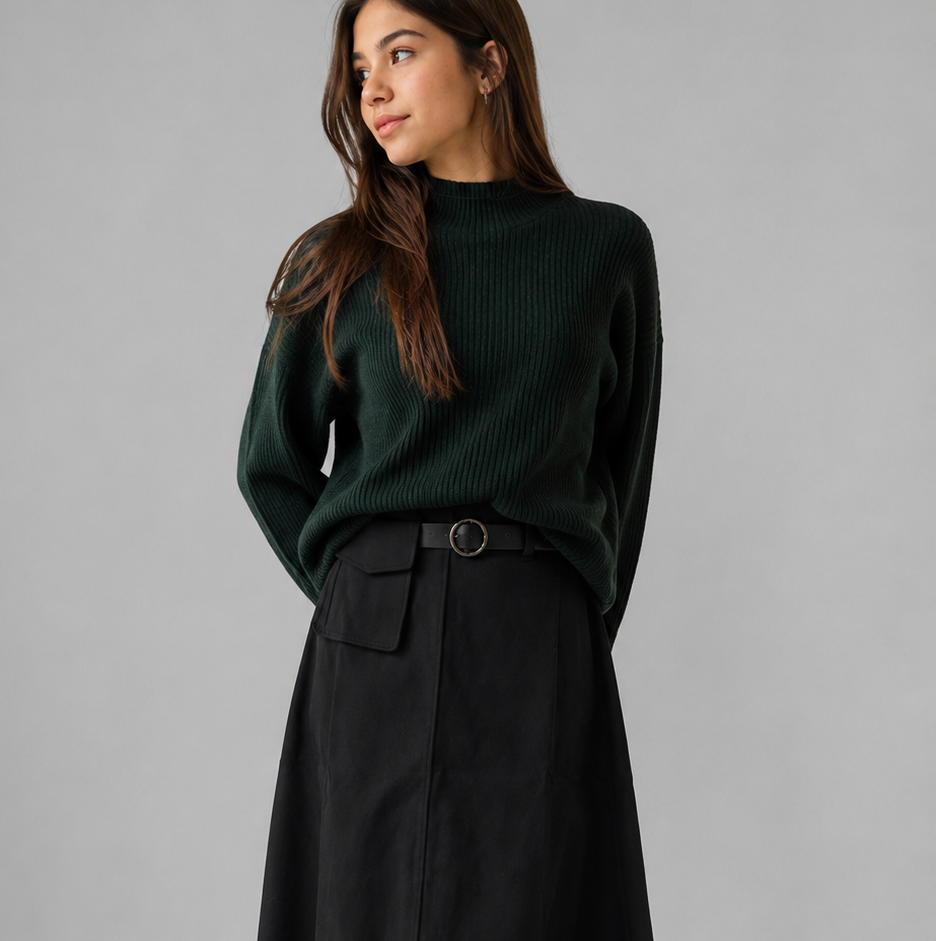 Degree Black Pocket Detail Line Skirt