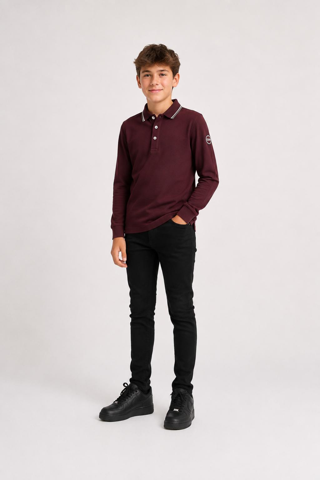 Colmar Brick Chocolate Long Sleeve Polo