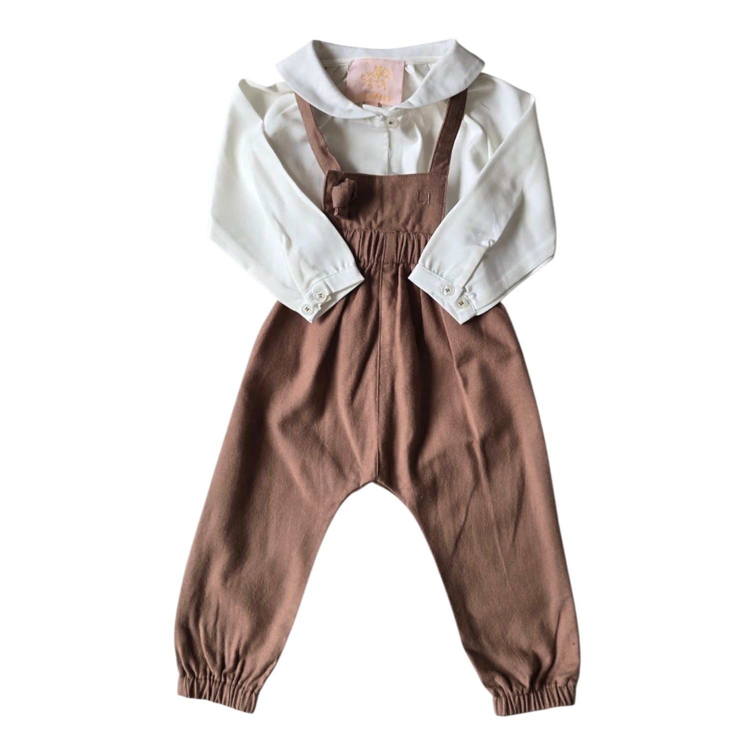 Little Tempest Beige Baby Girls Halter Romper With Shirt