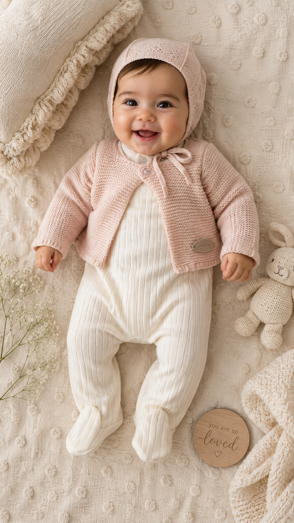 Bubani Pink Sweater Set With Hat