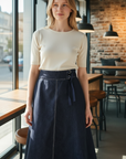 Degree Blue Denim Front Buckle Skirt