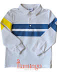Kix White\Blue\Yellow Long Sleeve Polo
