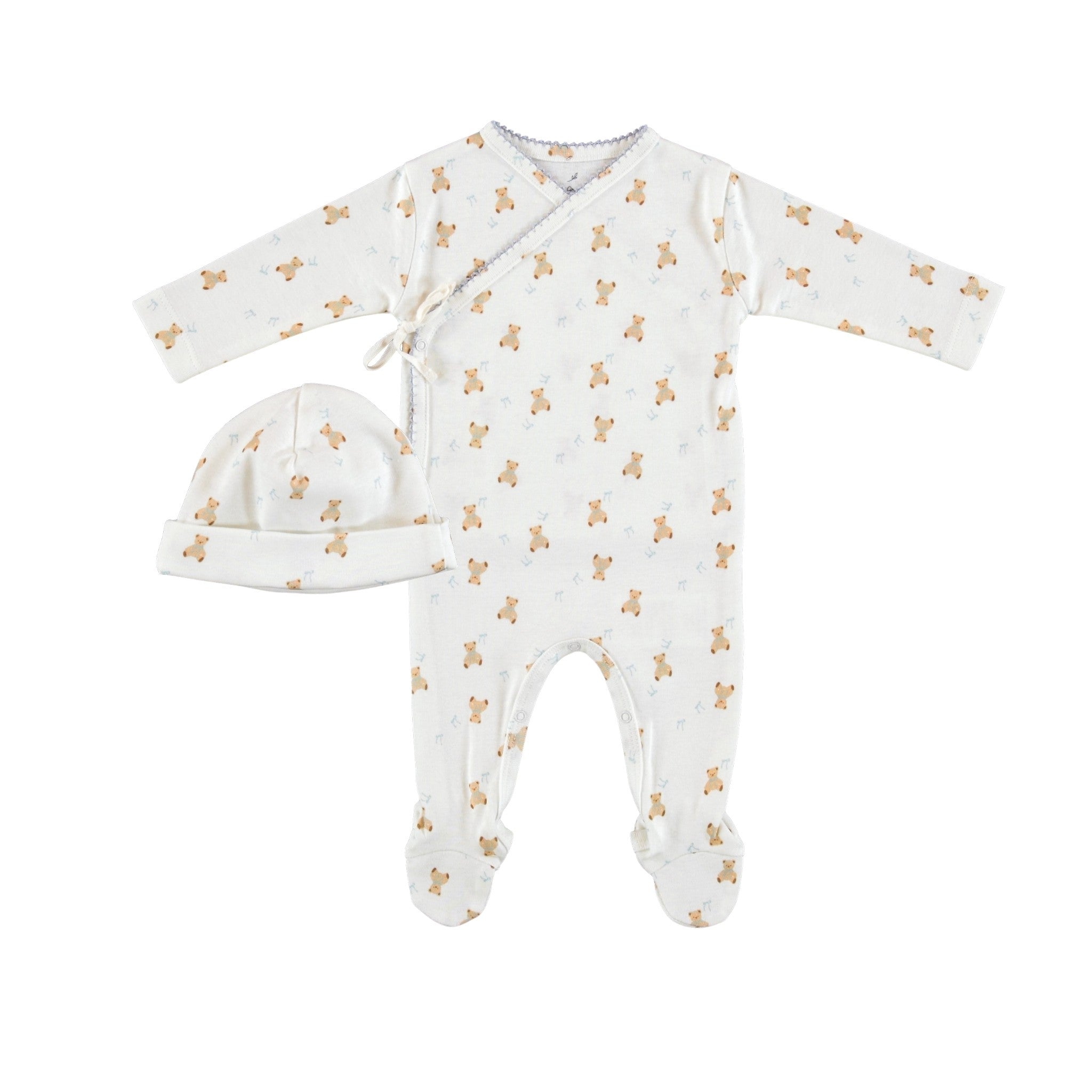 Bebe Organic Blue Teddy Footie + Hat