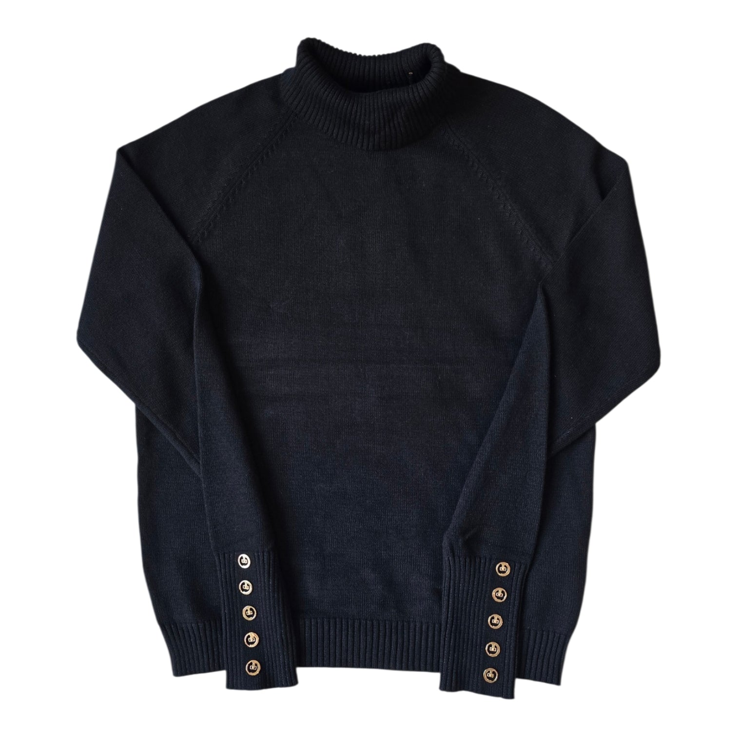 Hev And Bloom Black Turtleneck With Sleeve Buttons