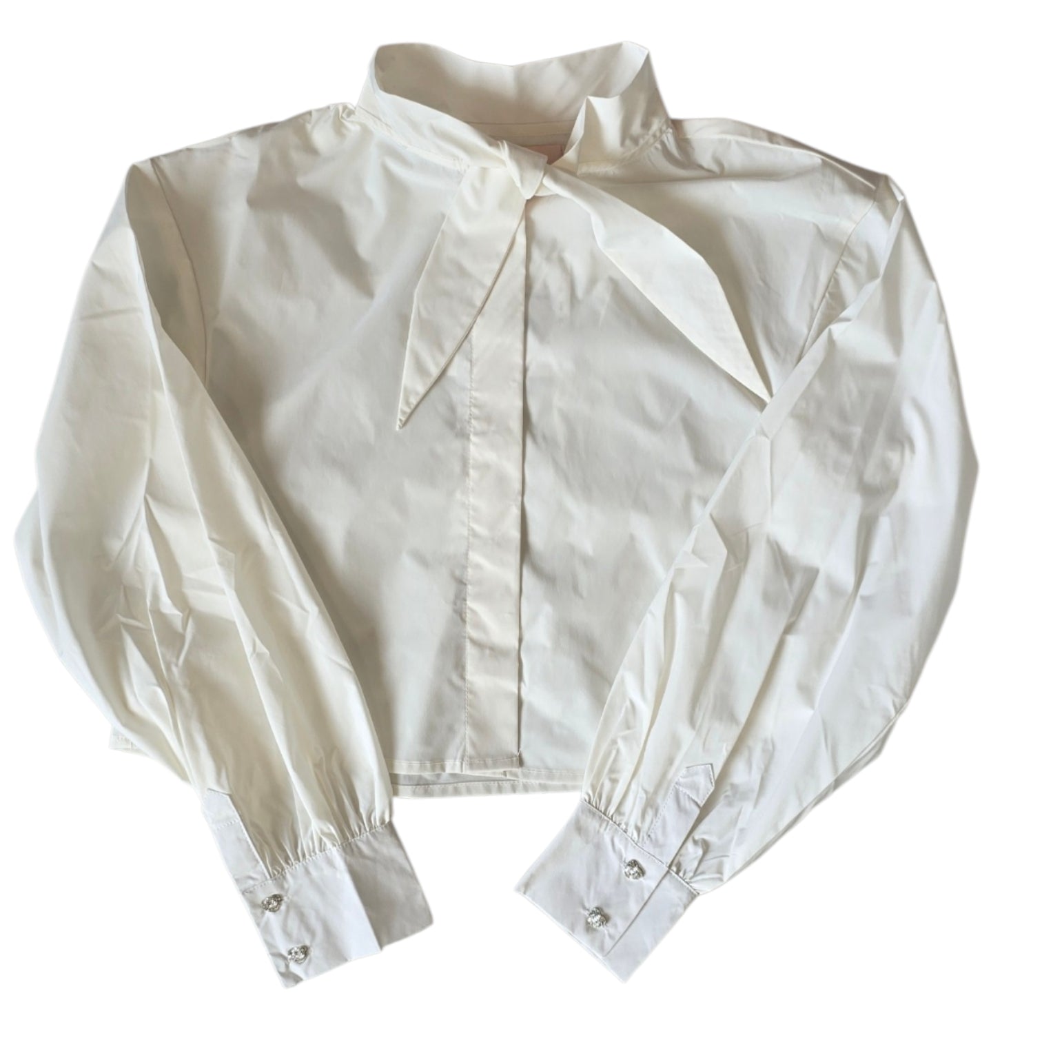 Little Tempest Teens Taffeta Tie Cropped Shirt
