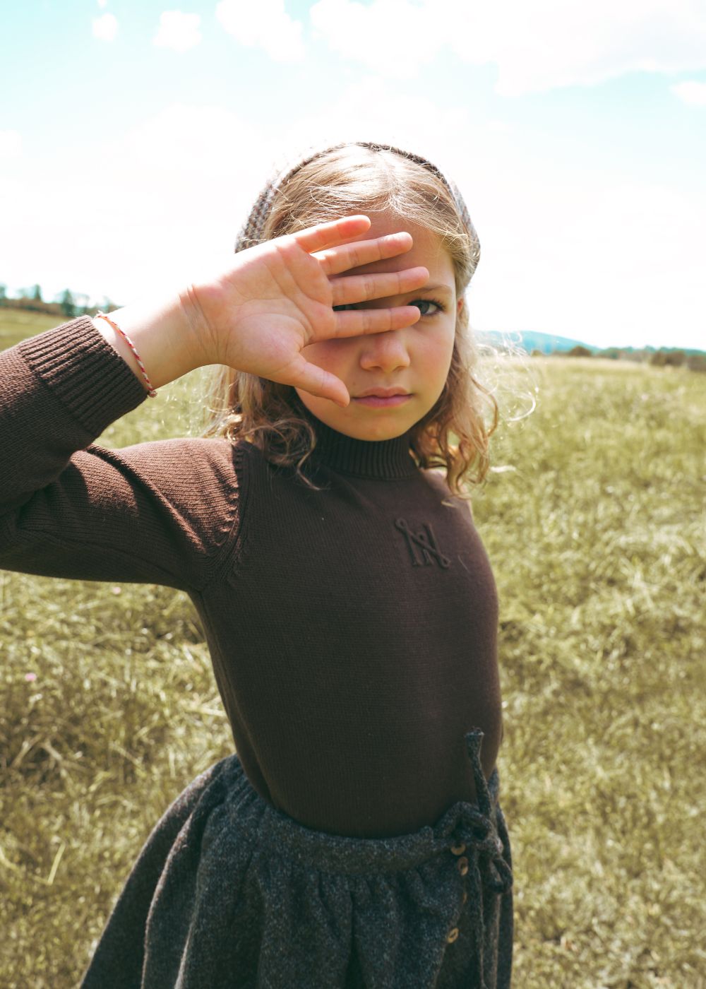 Calla Lili Brown MockNeck Embossed Sweater